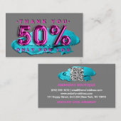 100 Logo QRCODE 50%OFF Code Makeup Pink Visitenkarte (Vorne/Hinten)