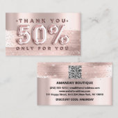 100 Logo QRCODE 50%OFF Code Rose Glitzer Strokes Visitenkarte (Vorne/Hinten)