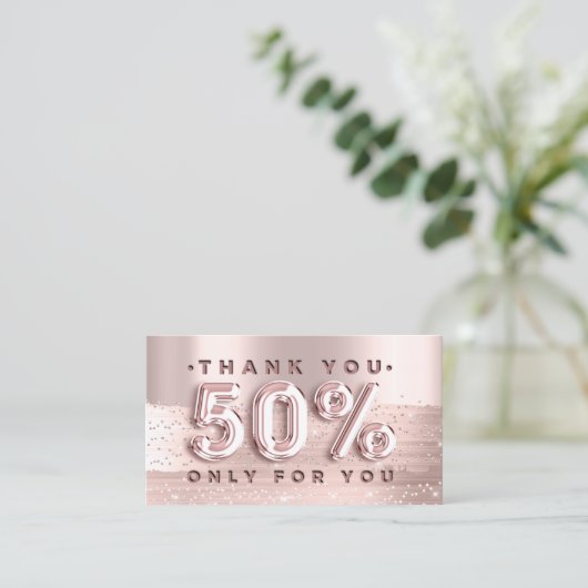 100 Logo QRCODE 50%OFF Code Rose Glitzer Strokes Visitenkarte (Stehend Vorderseite)