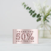 100 Logo QRCODE 50%OFF Code Rose Metal Pink Visitenkarte (Stehend Vorderseite)