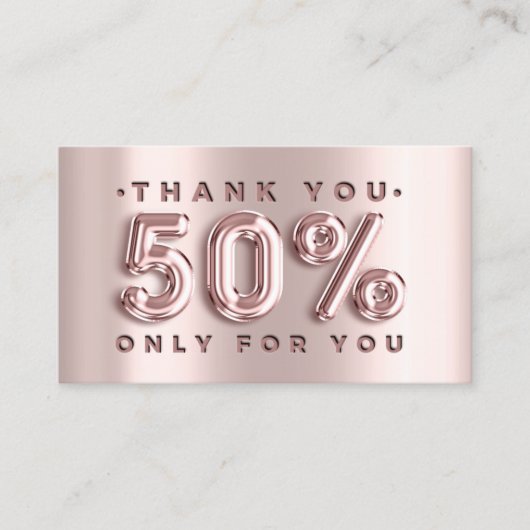 100 Logo QRCODE 50%OFF Code Rose Metal Pink Visitenkarte (Vorderseite)