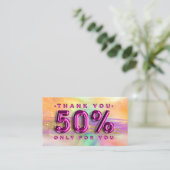 100 Logo QRCODE 50%OFF Danke Pinky Holographic Visitenkarte (Stehend Vorderseite)