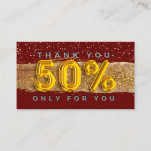 100 Logo QRCODE 50%OFF Vielen Dank Maroon Gold Visitenkarte