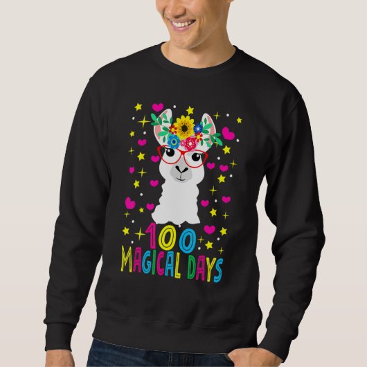 100 Magical Days Llama Girl Happy 100th Day Of Sc Sweatshirt (Vorderseite)