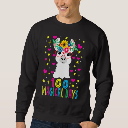 100 Magical Days Llama Girl Happy 100th Day Of Sc Sweatshirt (Vorderseite)