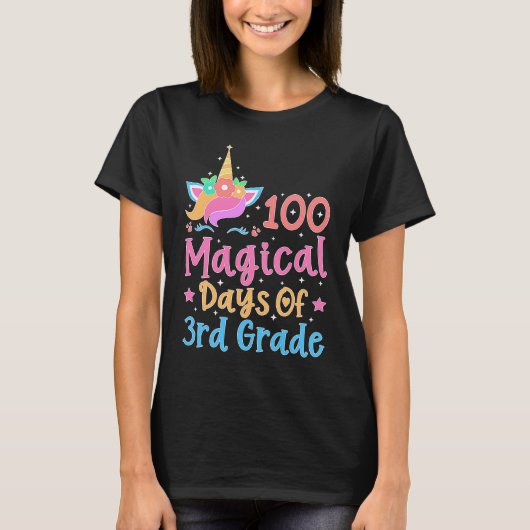 100 Magical Days of 3rd Grade School Unicorn Teach T-Shirt (Vorderseite)