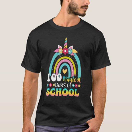 100 Magical Days of School Unicorn Rainbow Kids Bo T-Shirt (Vorderseite)