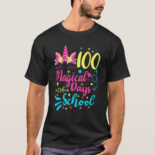 100 Magical Days Of School Unicorn Teacher Student T-Shirt (Vorderseite)