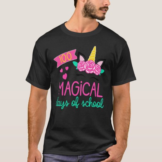 100 Magical Days of School Unicorn Teacher Student T-Shirt (Vorderseite)