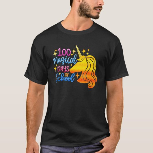 100 Magical Days School Unicorn Girl Teacher T-Shirt (Vorderseite)