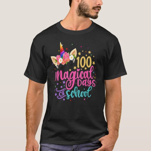 100 Magical Days Unicorn Teacher Girls 100th Day o T-Shirt (Vorderseite)