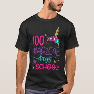 100 Magische Schultage Einhorn Gesicht Lehrer St T-Shirt