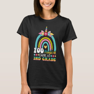 100 Magische Tage der 2. Klasse Einhorn Rainbow Ki T-Shirt