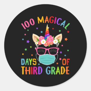 100 magische Tage der dritten Klasse Schule Unicor Runder Aufkleber