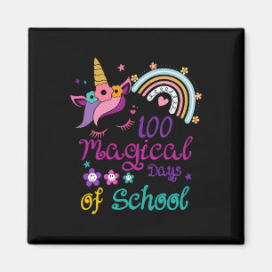 100 magische Tage der Regenbogenlehrerin Unicorn Magnet