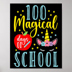 100 magische Tage der Schule Magisches Einhorn Lov Poster