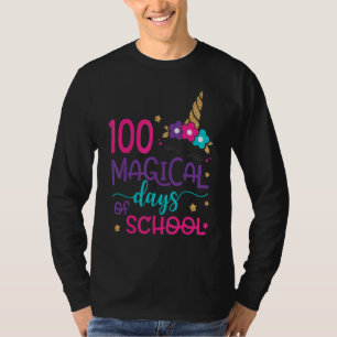 100 magische Tage der Schule Unicorn Gesicht Lehre T-Shirt