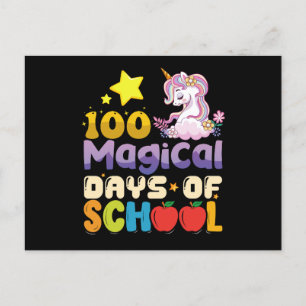 100 magische Tage der Schule Unicorn Lehrer Postkarte