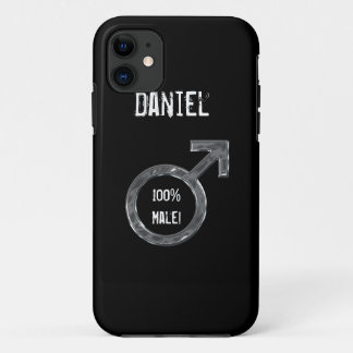 100% Mann! - Männliches Symbol-/Imitat-Metall+Name iPhone 11 Hülle