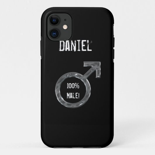 100% Mann! - Männliches Symbol-/Imitat-Metall+Name Case-Mate iPhone Hülle (Rückseite)
