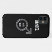100% Mann! - Männliches Symbol-/Imitat-Metall+Name Case-Mate iPhone Hülle (Rückseite (Horizontal))