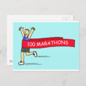 100 Marathon Herzlichen Glückwunsch für ihn Postkarte (Vorne/Hinten)