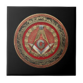 [100] Master Mason - Gold Square & Compasses Fliese (Vorderseite)