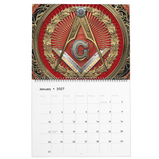 [100] Master Mason - Gold Square & Compasses Kalender (Jan 2027)