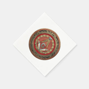 [100] Master Mason - Gold Square & Compasses Serviette