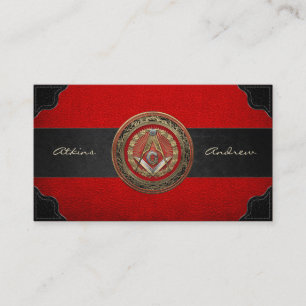 [100] Master Mason - Gold Square & Compasses Visitenkarte