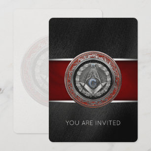 [100] Master Mason - Silver Square & Compasses Einladung