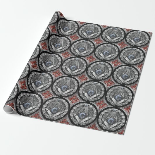 [100] Master Mason - Silver Square & Compasses Geschenkpapier (Ungerollt)