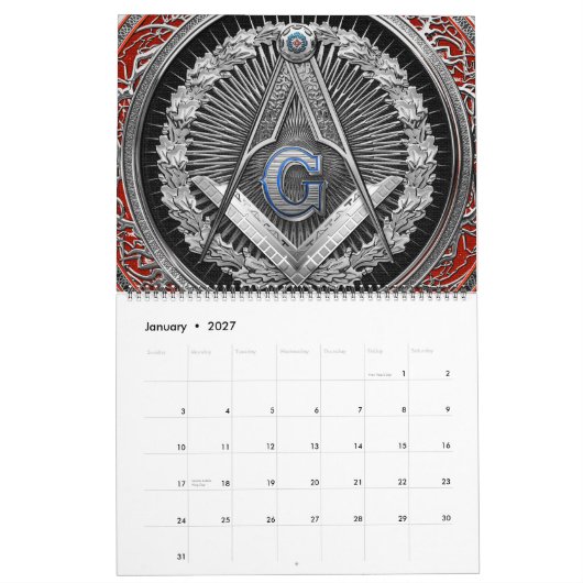 [100] Master Mason - Silver Square & Compasses Kalender (Jan 2027)