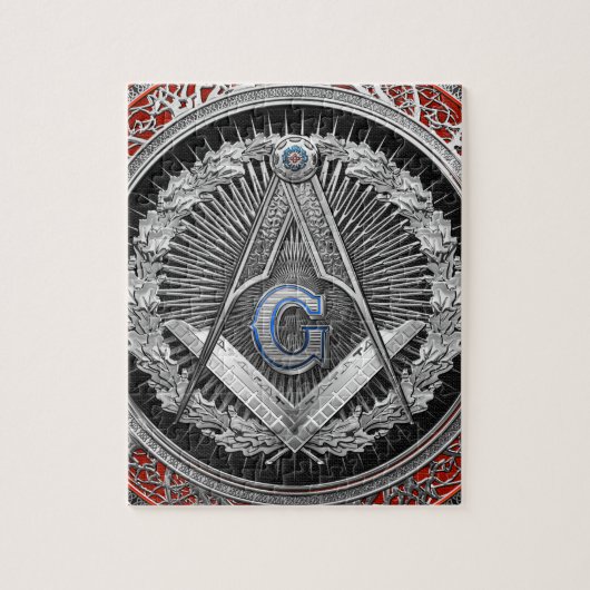[100] Master Mason - Silver Square & Compasses Puzzle (Vertikal)