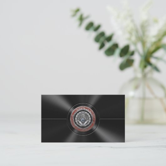 [100] Master Mason - Silver Square & Compasses Visitenkarte (Stehend Vorderseite)