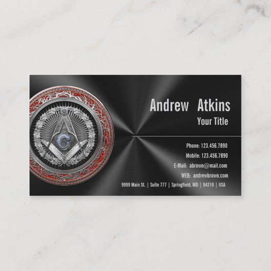 [100] Master Mason - Silver Square & Compasses Visitenkarte (Rückseite)