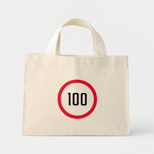 100 Max Speed Limit Red Sign | Tiny Tote Bag Mini Stoffbeutel (Vorne)