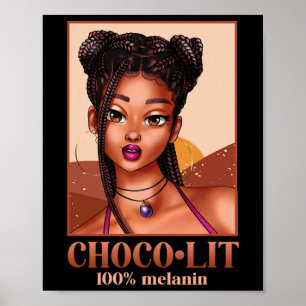 100% Melanin Mädchen Frau Black History Month June Poster