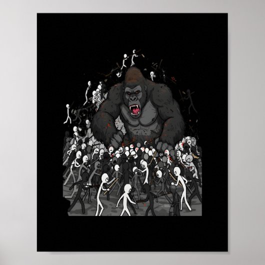100 Men vs 1 Gorilla, Gift for Him, Gorilla Debate Poster (Vorne)