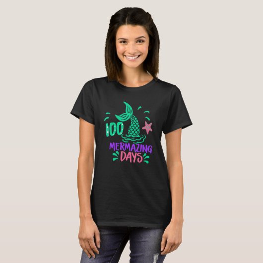 100 Mermazing Days Mermaid 100th Day Of School Gir T-Shirt (Vorne ganz)