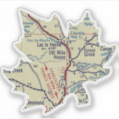 100 Mile House BC 50's Map Aufkleber (Vorderseite)