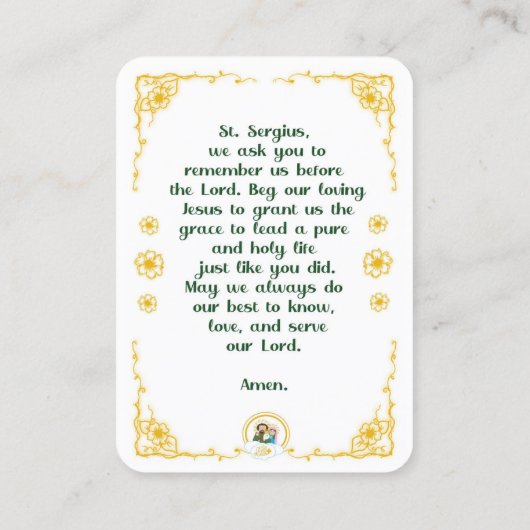 100 Mini St. Sergius von Radonezh Heiligen Karten (Rückseite)