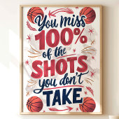 100% Miss: Basketball Motivierend Poster
