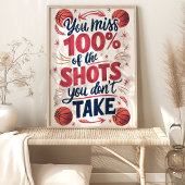 100% Miss: Basketball Motivierend Poster