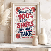 100% Miss: Basketball Motivierend Poster