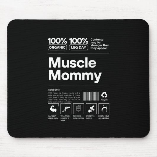 100% Muscle Mommy - Bodybuilding Gym Fit - Design  Mousepad (Vorne)
