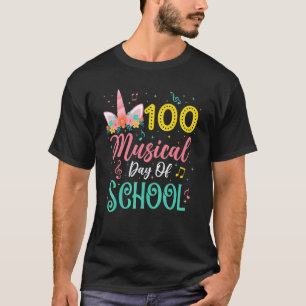 100 Musikalische Schultage Musiklehrer Einhorn T T-Shirt