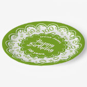 100. Muster der grünen/weißen Random-Zahl Pappteller (Schrägansicht)