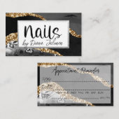 100 Nägel Ernennung Erinnerung Black Gold Marmor Visitenkarte (Vorne/Hinten)