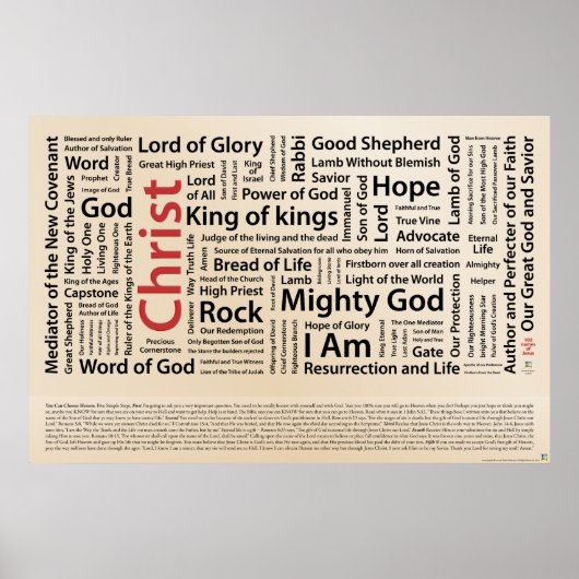 100 Namen von Jesus American Spelling.ai Poster (Vorne)